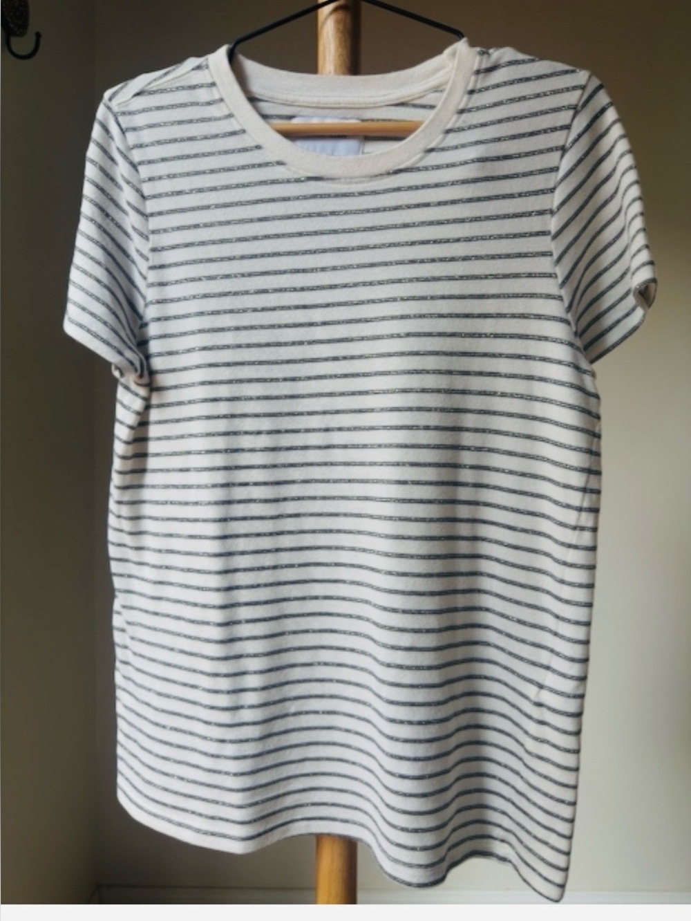 Current Elliot white and sparkly Striped Short Sleeve Tee